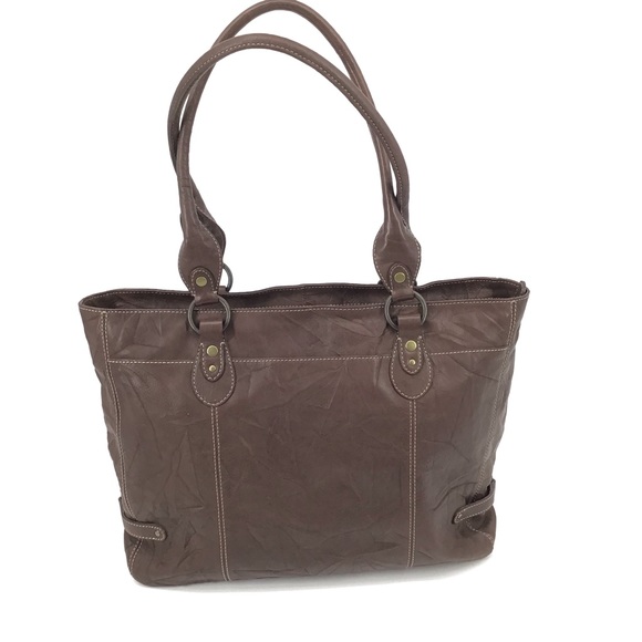 J Jill Brown Textured Embossed Leather Tote - Picture 2 of 16